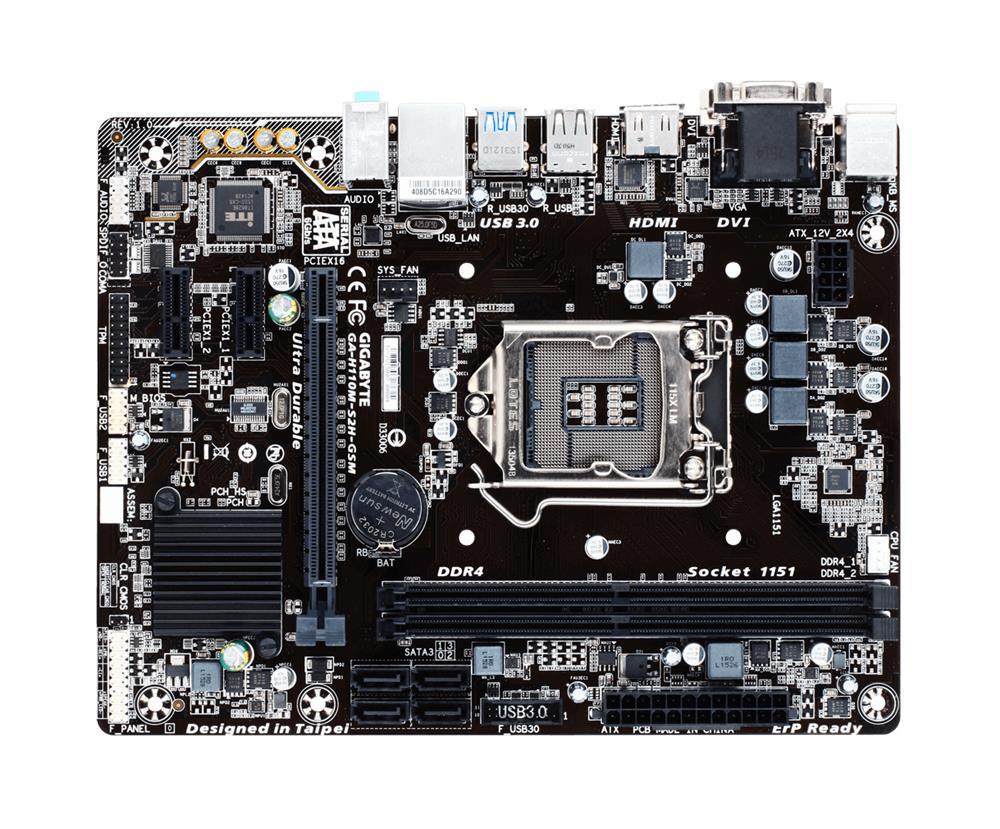 GA-H110M-S2H DDR4 Gigabyte Socket LGA 1151 Intel H110 Express Chipset 7th/6th Generation Core i7 / i5 / i3 / Pentium / Celeron Processors Support DDR4 2x DIMM 4x SATA 6.0Gb/s Micro-ATX Motherboard (Refurbished)