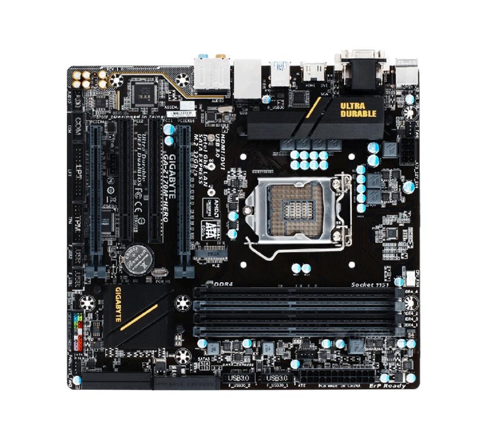 GA-Z170M-HERO Gigabyte Socket LGA 1151 Intel Z170 Express Chipset 7th/6th Generation Core i7 / i5/ i3 / Pentium / Celeron Processors Support DDR4 4x DIMM 6x SATA 6.0Gb/s Micro-ATX Motherboard (Refurbished)