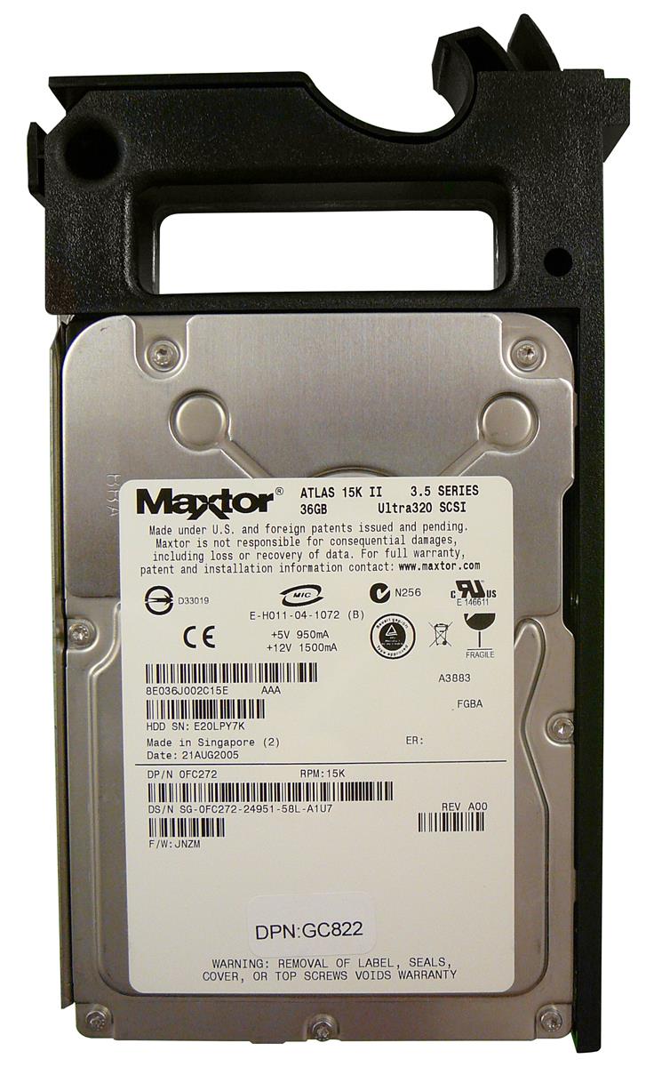 GC822 Dell 36GB 15000RPM Ultra-320 SCSI 80-Pin Hot Swap 8MB Cache 3.5-inch Internal Hard Drive