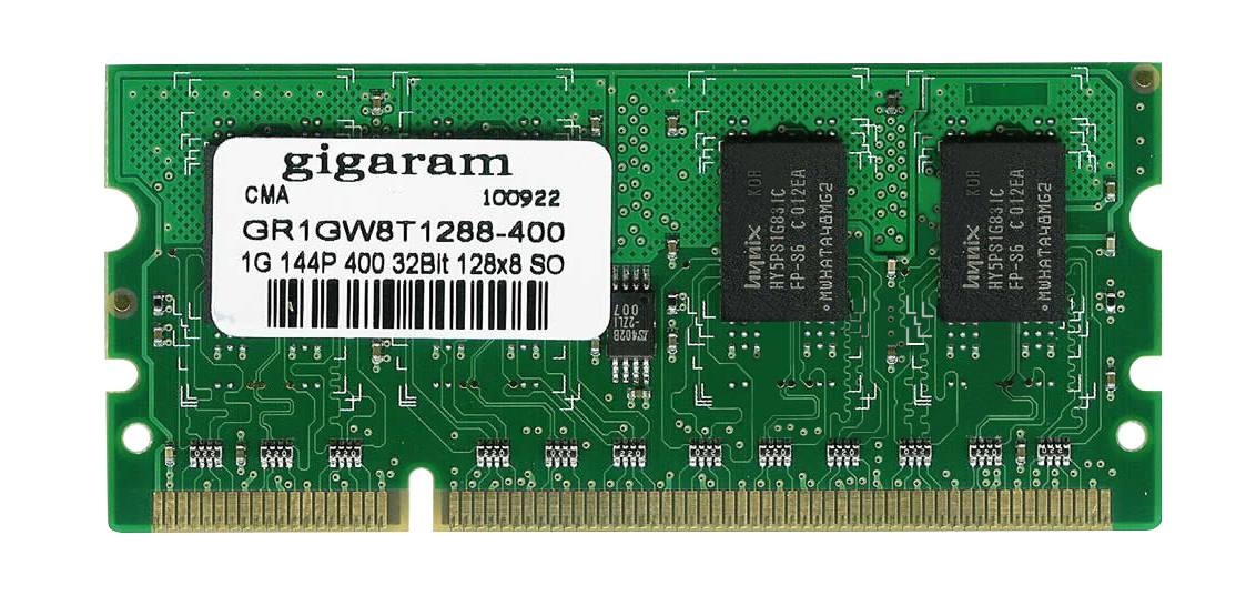 GR1GW8T1288-400 Gigaram 1GB PC2-3200 DDR2-400MHz non-ECC Unbuffered CL3 144-Pin SoDimm Memory Module