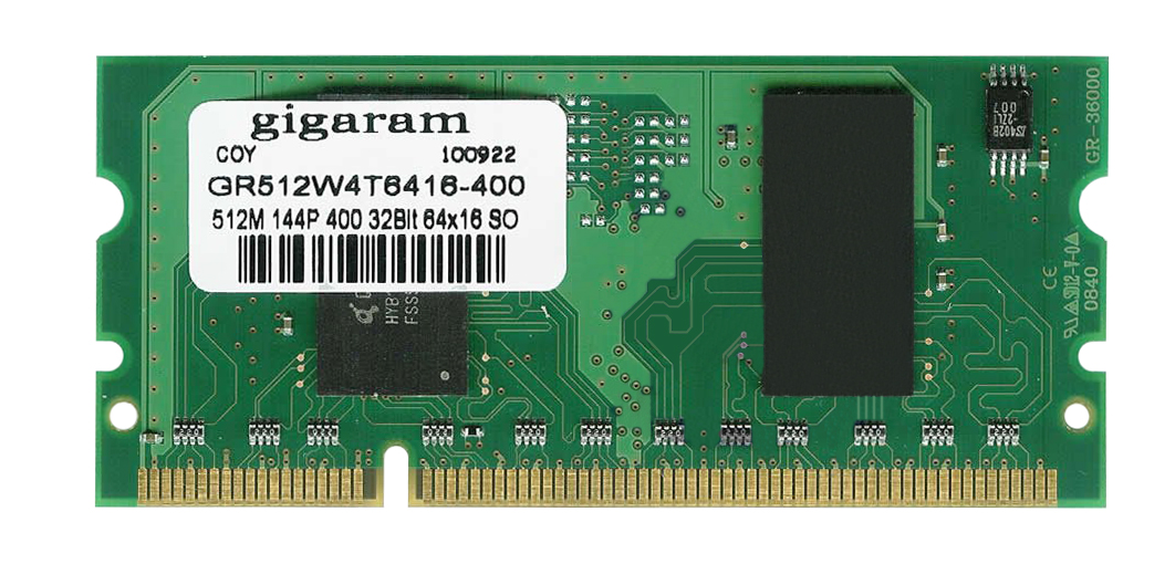 GR512W4T6416-400 Gigaram 512MB PC2-3200 DDR2-400MHz non-ECC Unbuffered CL3 144-Pin SoDimm Memory Module