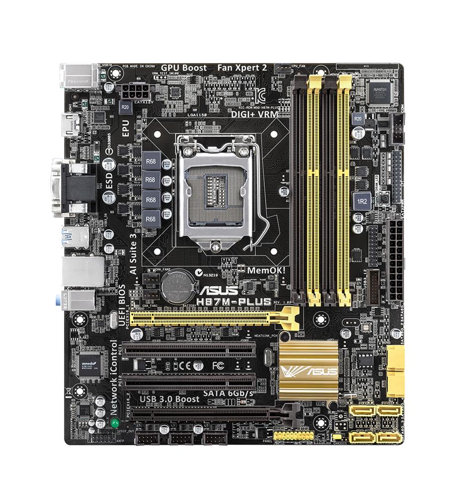H87MPLUSCSMCSI ASUS H87M-PLUS/CSM/C/SI Socket LGA 1150 Intel H87 Chipset Core i7 / i5 / i3 / Pentium / Celeron Processors Support DDR3 4x DIMM 3x SATA 3.0Gb/s Micro-ATX Motherboard (Refurbished)