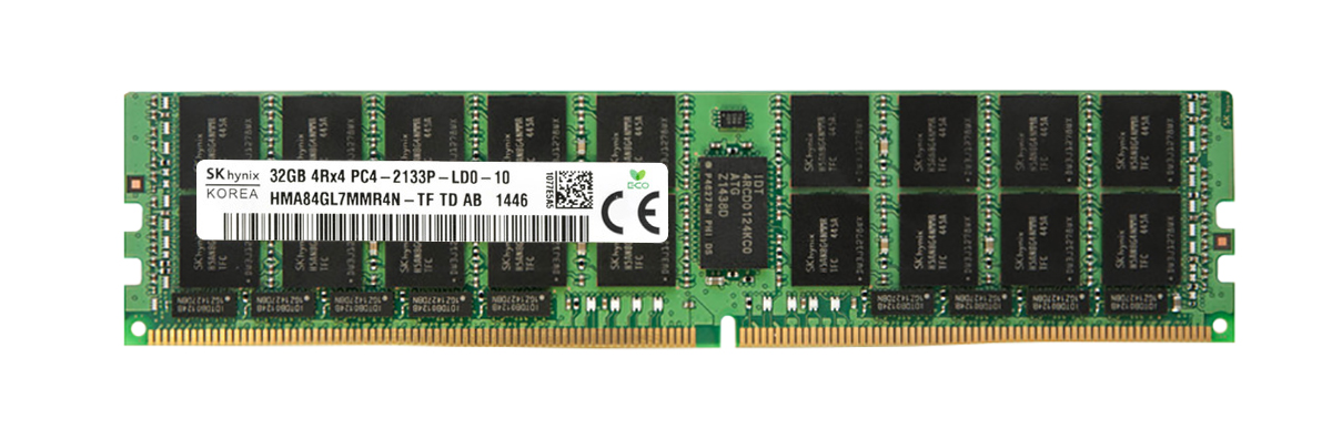 HMA84GL7MMR4N-TFTD-AB Hynix 32GB PC4-17000 DDR4-2133MHz ECC Registered CL15 288-Pin Load Reduced DIMM 1.2V Quad Rank Memory Module