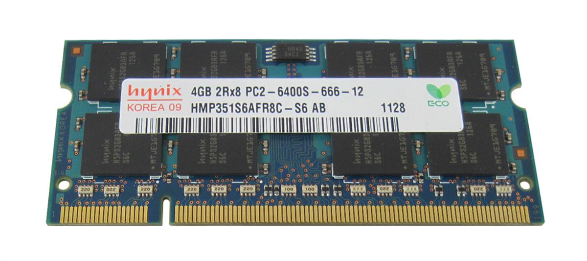 HMP351S6AFR8C-S6-06 Hynix 4GB PC2-6400 DDR2-800MHz non-ECC Unbuffered CL6 200-Pin SoDimm Dual Rank Memory Module