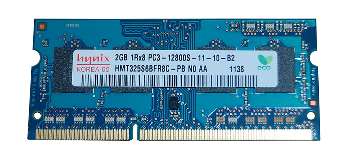 HMT325S6BFR8C-PB Hynix 2GB PC3-12800 DDR3-1600MHz non-ECC Unbuffered CL11 204-Pin SoDimm Single Rank Memory Module