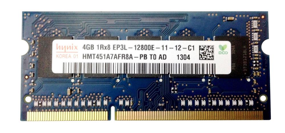 HMT451A7AFR8A-PB Hynix 4GB PC3-12800 DDR3-1600MHz ECC Unbuffered CL11 204-Pin SoDimm 1.35V Low Voltage Single Rank Memory Module