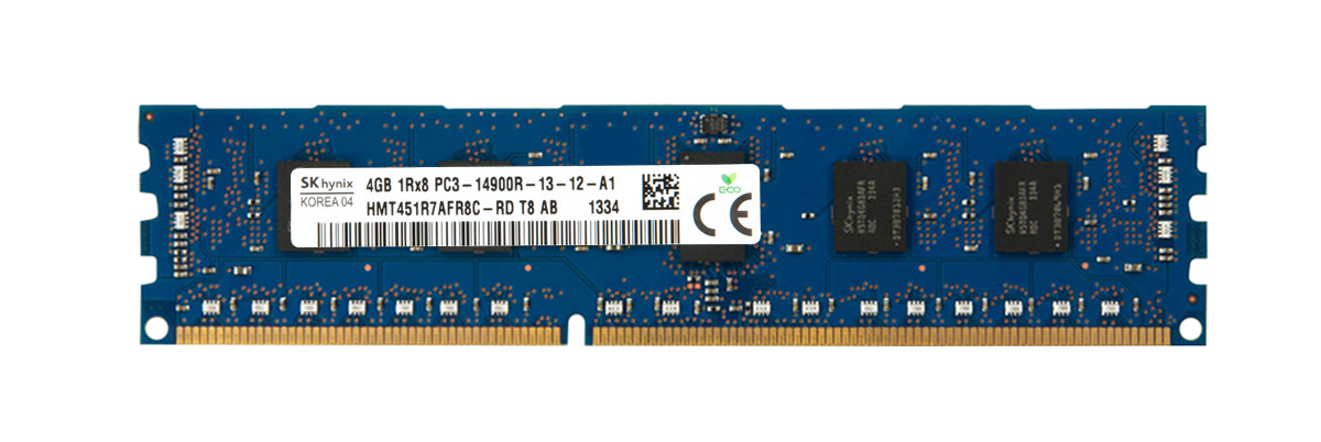 HMT451R7AFR8C-RDT8-AB Hynix 4GB PC3-14900 DDR3-1866MHz ECC Registered CL13 240-Pin DIMM Single Rank Memory Module