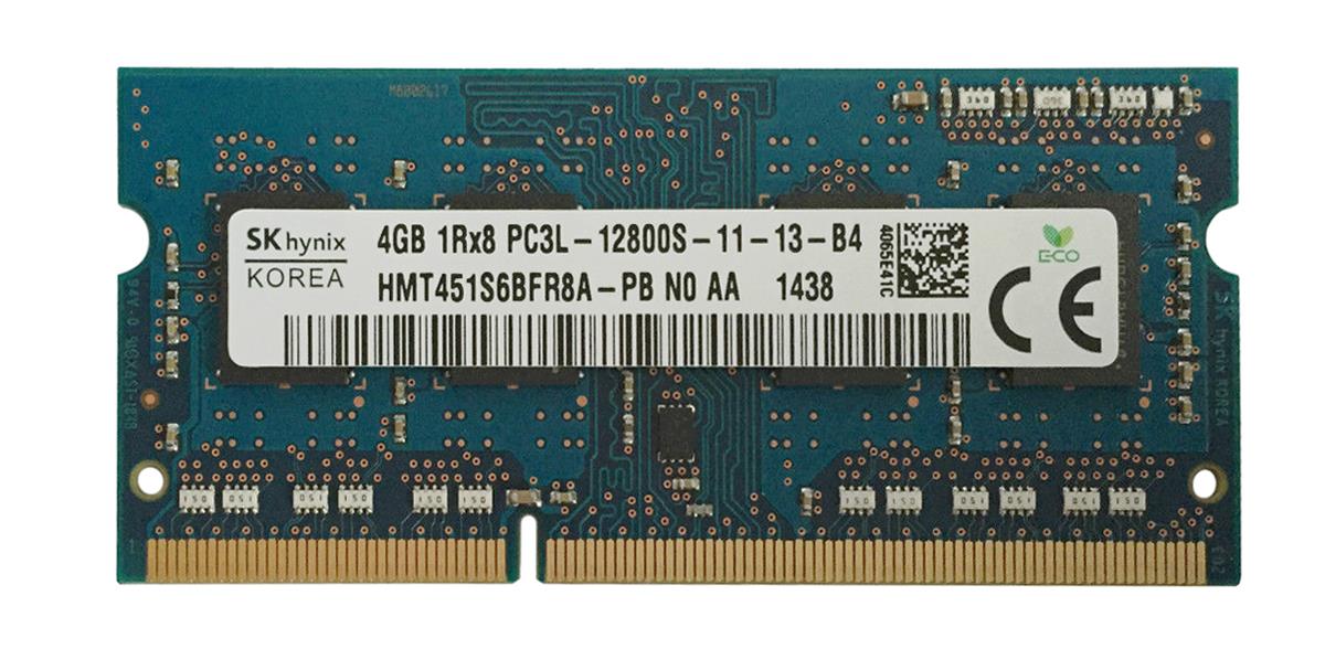 HMT451S6BFR8A-PB Hynix 4GB PC3-12800 DDR3-1600MHz non-ECC Unbuffered CL11 204-Pin SoDimm 1.35V Low Voltage Single Rank Memory Module