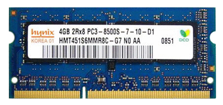 HMT451S6MMR8C-G7N0 Hynix 4GB PC3-8500 DDR3-1066MHz non-ECC Unbuffered CL7 204-Pin SoDimm Dual Rank Memory Module