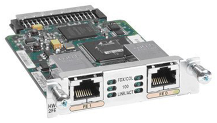 HWIC-2FE=-A1 Cisco 2-Port Fast Ethernet 10/100/1000Mbps (RJ-45) L3 HWIC WAN Interface Card