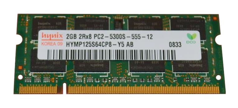 HYMP125S64CP8 Hynix 2GB PC2-5300 DDR2-667MHz non-ECC Unbuffered CL5 200-Pin SoDimm Dual Rank Memory Module
