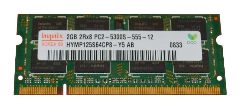 HYMP125S64CP8 Hynix 2GB PC2-5300 DDR2-667MHz non-ECC Unbuffered CL5 200-Pin SoDimm Dual Rank Memory Module