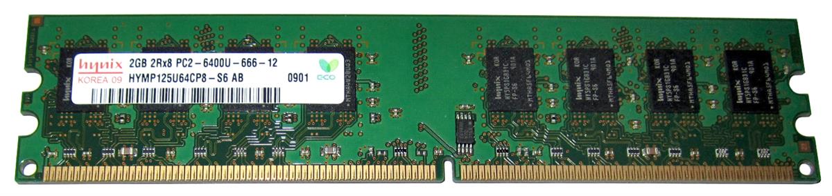HYMP125U64CP8-S6-06 Hynix 2GB PC2-6400 DDR2-800MHz non-ECC Unbuffered CL5 240-Pin DIMM Dual Rank Memory Module