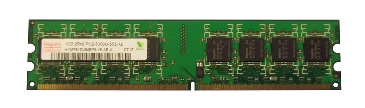 HYMP512U64BP8-Y5 AB-A Hynix 1GB PC2-5300 DDR2-667MHz non-ECC Unbuffered CL5 240-Pin DIMM Dual Rank Memory Module