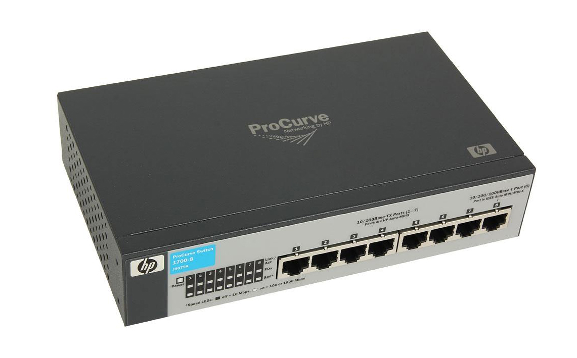 J9079A HP ProCurve 1700-8 Managed Layer-2 Gigabit Ethernet Switch 7 x 10/100Base-TX LAN 1 x 10/100/1000Base-T LAN RJ-45 (Refurbished)