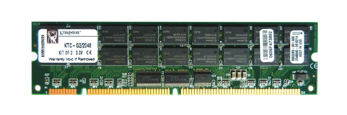 KTC-G2/2048 Kingston 2GB Kit (2 X 1GB) PC133 133MHz ECC Registered CL3 168-Pin DIMM Memory for HP/Compaq 201695-B21, 236854-B21