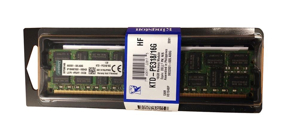 KTD-PE318/16G Kingston 16GB PC3-14900 DDR3-1866MHz ECC Registered CL13 240-Pin DIMM Dual Rank x4 Memory Module w/TS