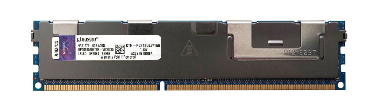 KTH-PL313QLV/16G Kingston 16GB PC3-10600 DDR3-1333MHz ECC Registered CL9 240-Pin DIMM 1.35V Low Voltage Quad Rank Memory Module