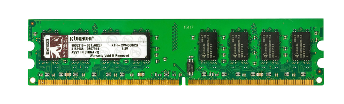KTH-XW4300/2G Kingston 2GB PC2-5300 DDR2-667MHz non-ECC Unbuffered CL5 240-Pin DIMM Dual Rank Memory Module for HP/Compaq