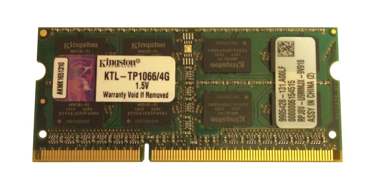 KTL-TP1066/4G Kingston 4GB PC3-8500 DDR3-1066MHz non-ECC Unbuffered CL7 204-Pin SoDimm Dual Rank Memory Module