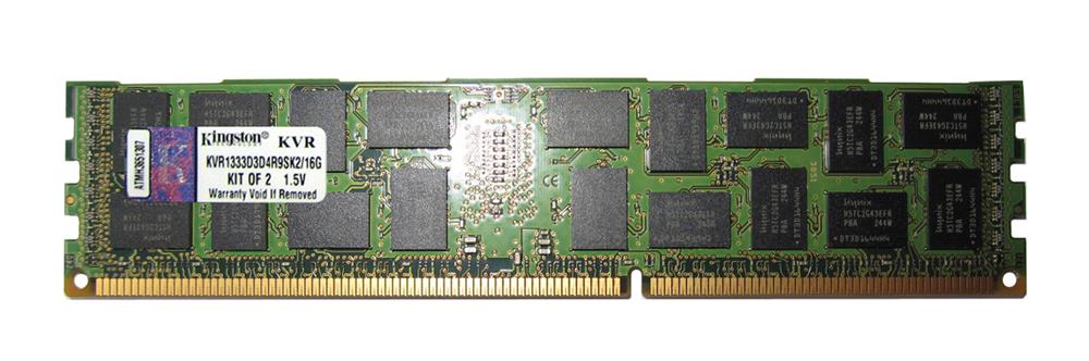 KVR1333D3D4R9SK2/16G Kingston 16GB Kit (2 X 8GB) PC3-10600 DDR3-1333MHz ECC Registered CL9 240-Pin DIMM Dual Rank x4 Memory with Thermal Sensor