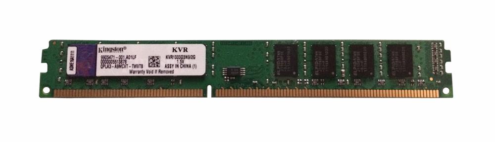 KVR1333D3N9/2G Kingston 2GB PC3-10600 DDR3-1333MHz non-ECC Unbuffered CL9 240-Pin DIMM Dual Rank Memory Module