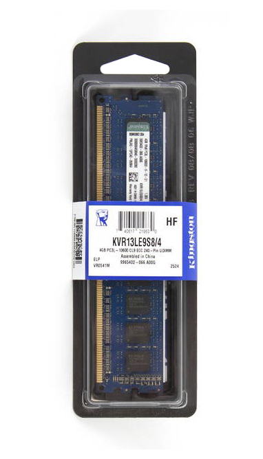 KVR13LE9S8/4 Kingston 4GB PC3-10600 DDR3-1333MHz ECC Unbuffered CL9 240-Pin DIMM 1.35V Low Voltage Single Rank x8 Memory Module w/TS