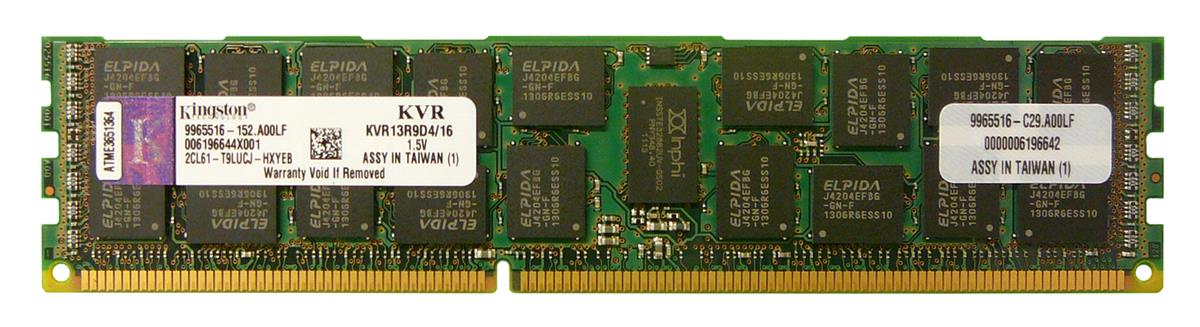 KVR13R9D4/16 Kingston 16GB PC3-10600 DDR3-1333MHz ECC Registered CL9 240-Pin DIMM Dual Rank x4 Memory Module