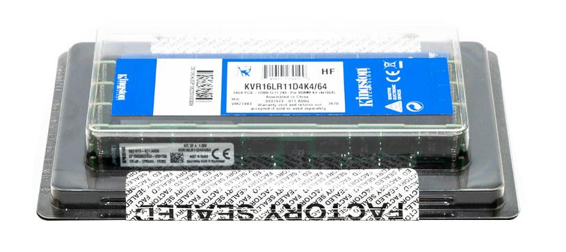 KVR16LR11D4K4/64 Kingston 64GB Kit (4 X 16GB) PC3-12800 DDR3-1600MHz ECC Registered CL11 240-Pin DIMM 1.35V Low Voltage Dual Rank Memory (Kit of 4) w/TS