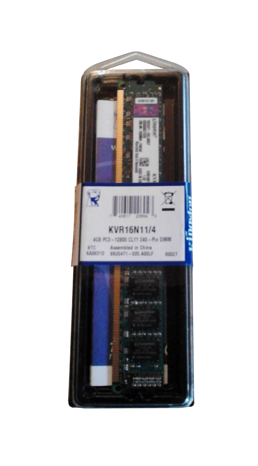 KVR16N11/4 Kingston 4GB PC3-12800 DDR3-1600MHz non-ECC Unbuffered CL11 240-Pin DIMM Memory Module