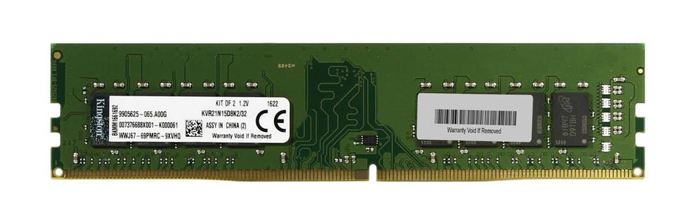 KVR21N15D8K2/32 Kingston 32GB Kit (2 X 16GB) PC4-17000 DDR4-2133MHz non-ECC Unbuffered CL15 288-Pin DIMM 1.2V Dual Rank Memory (Kit of 2)