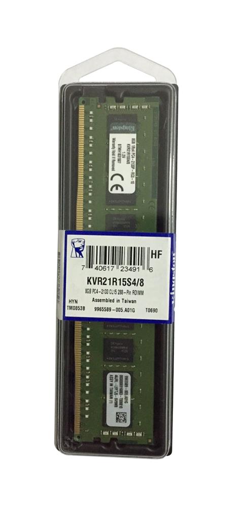 KVR21R15S4/8 Kingston 8GB PC4-17000 DDR4-2133MHz ECC Registered CL15 288-Pin DIMM 1.2V Single Rank Memory Module w/TS