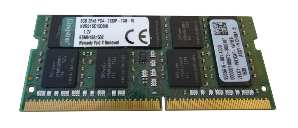 KVR21SE15D8/8 Kingston 8GB PC4-17000 DDR4-2133MHz ECC Unbuffered CL15 260-Pin SoDimm 1.2V Dual Rank Memory Module