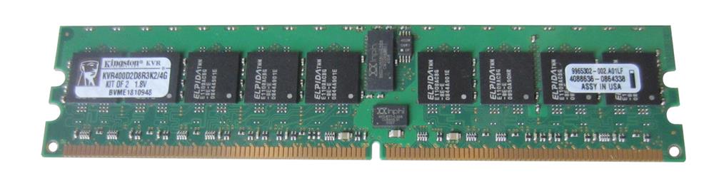 KVR400D2D8R3K2/4G Kingston 4GB Kit (2 X 2GB) PC2-3200 DDR2-400MHz ECC Registered CL3 240-Pin DIMM Dual Rank x8 Memory