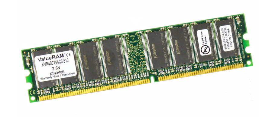 KVR400X64C3/512 Kingston 512MB PC3200 DDR-400MHz non-ECC Unbuffered CL3 184-Pin DIMM Memory Module