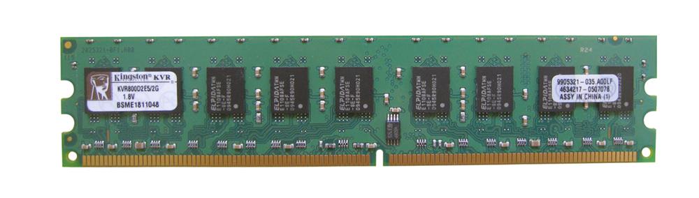KVR800D2E5/2G Kingston 2GB PC2-6400 DDR2-800MHz ECC Unbuffered CL5 240-Pin DIMM Dual Rank Memory Module