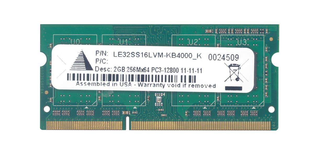 LE32SS16LVM-KB4000 Legacy 2GB PC3-12800 DDR3-1600MHz non-ECC Unbuffered CL11 204-Pin SoDimm Memory Module