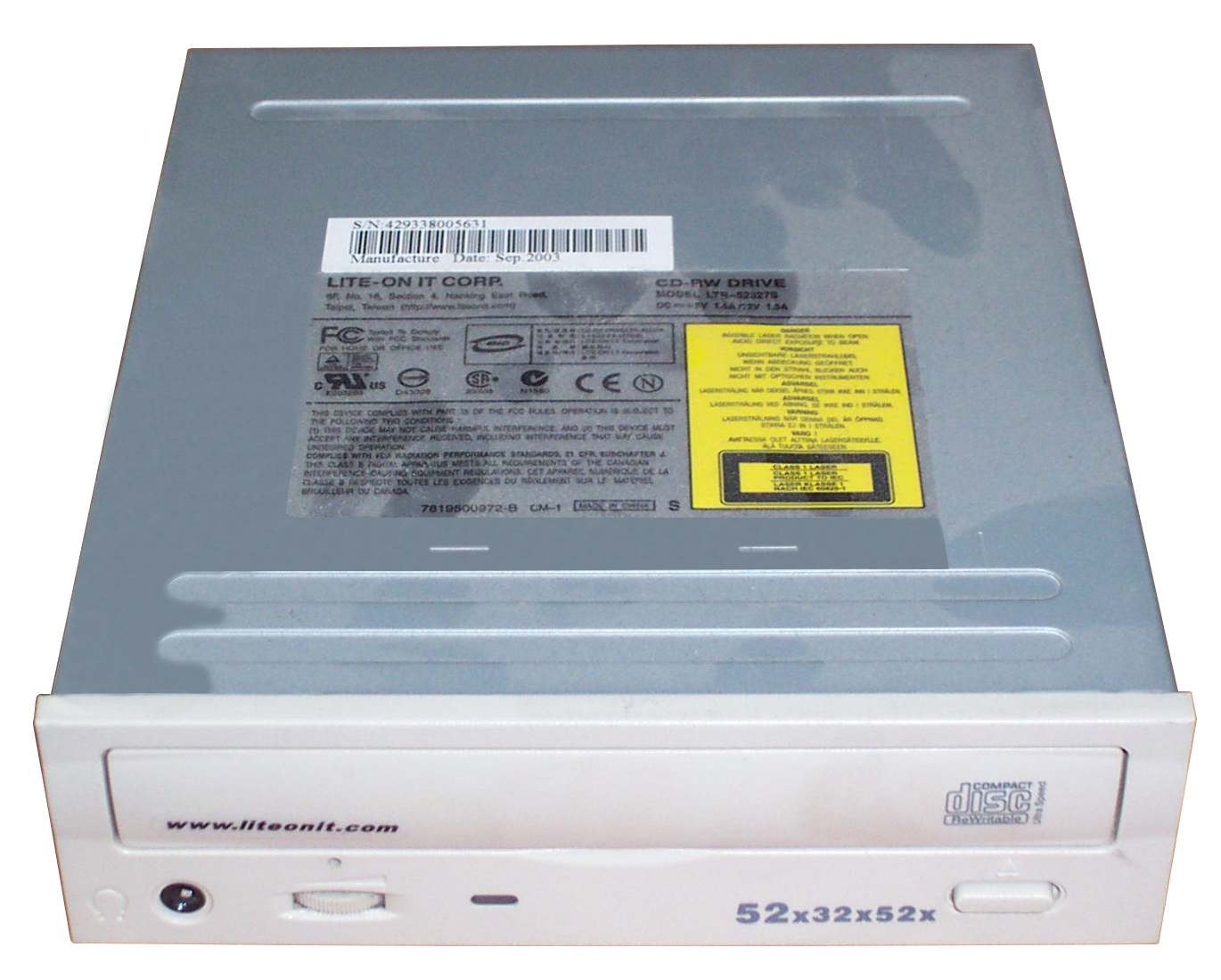 LTR-52327S LITE-ON Half-Height CD-RW Drive EIDE/ATAPI Internal