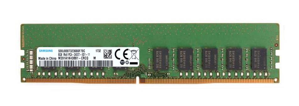 M391A1K43BB1-CRC Samsung 8GB PC4-19200 DDR4-2400MHz ECC Unbuffered CL17 288-Pin DIMM 1.2V Single Rank Memory Module