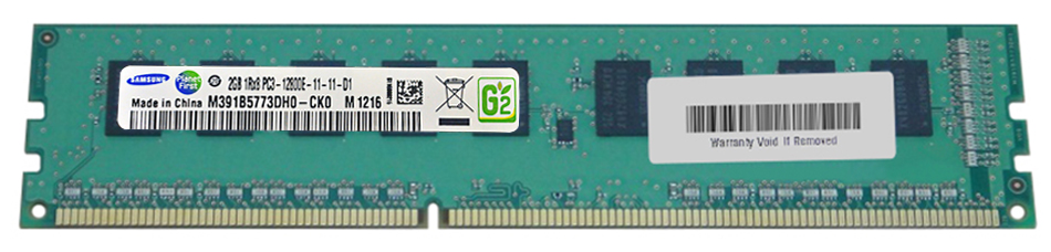 M391B5773DH0-CK0 Samsung 2GB PC3-12800 DDR3-1600MHz ECC Unbuffered CL11 240-Pin DIMM Single Rank Memory Module