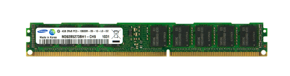 M392B5273BH1-CH9 Samsung 4GB PC3-10600 DDR3-1333MHz ECC Registered CL9 240-Pin DIMM Very Low Profile (VLP) Dual Rank Memory Module