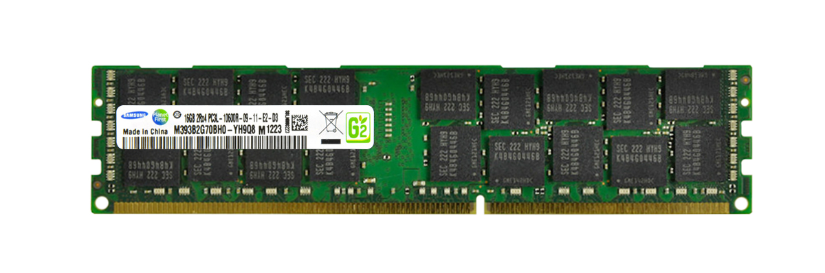 M393B2G70BH0-YH9Q8 Samsung 16GB PC3-10600 DDR3-1333MHz ECC Registered CL9 240-Pin DIMM 1.35V Low Voltage Dual Rank Memory Module