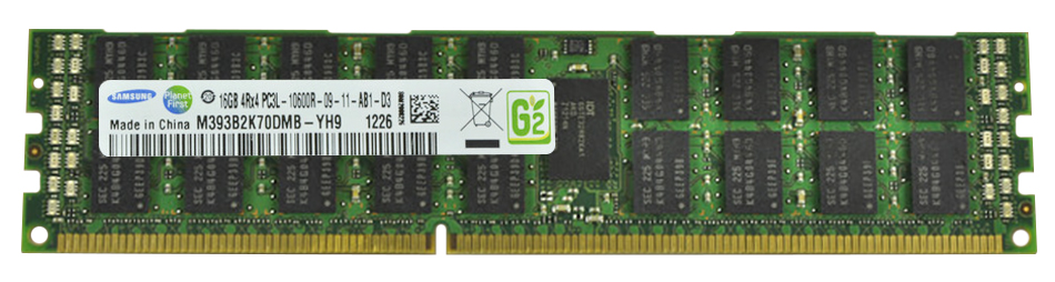 M393B2K70DMB-YH9 Samsung 16GB PC3-10600 DDR3-1333MHz ECC Registered CL9 240-Pin DIMM 1.35V Low Voltage Quad Rank Memory Module