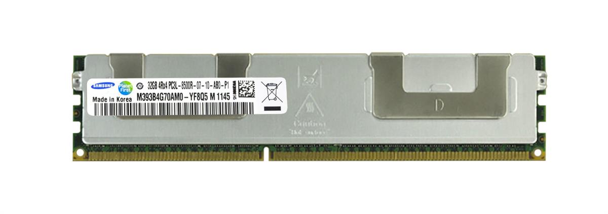 M393B4G70AM0-YF8Q5 Samsung 32GB PC3-8500 DDR3-1066MHz ECC Registered CL7 240-Pin DIMM 1.35V Low Voltage Quad Rank Memory Module