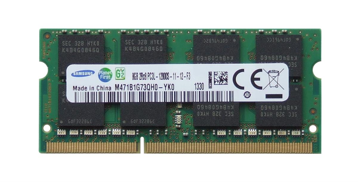 M471B1G73QH0-YK0 Samsung 8GB PC3-12800 DDR3-1600MHz non-ECC Unbuffered CL11 204-Pin SoDimm 1.35v Low Voltage Dual Rank Memory Module