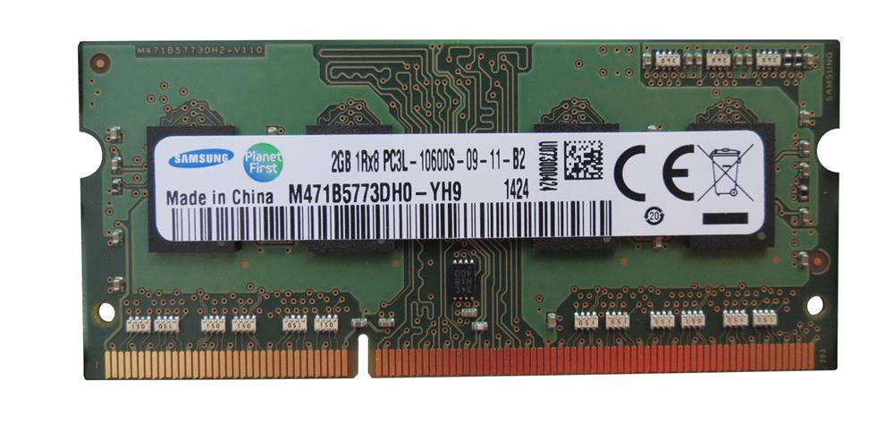 M471B5773DH0-YH9 Samsung 2GB PC3-10600 DDR3-1333MHz non-ECC Unbuffered CL9 204-Pin SoDimm 1.35V Low Voltage Memory Module