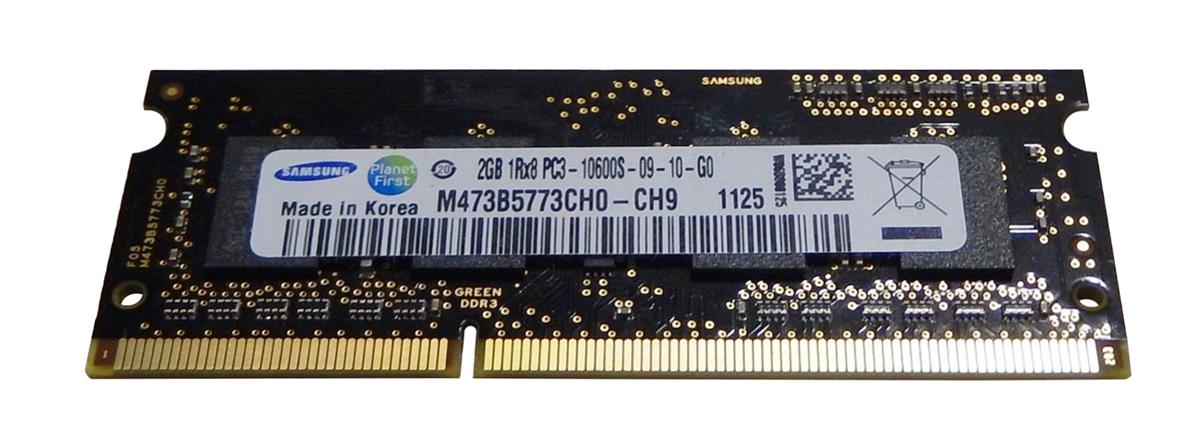 M473B5773CH0-CH9 Samsung 2GB PC3-10600 DDR3-1333MHz non-ECC Unbuffered CL9 204-Pin SoDimm Single Rank Memory Module