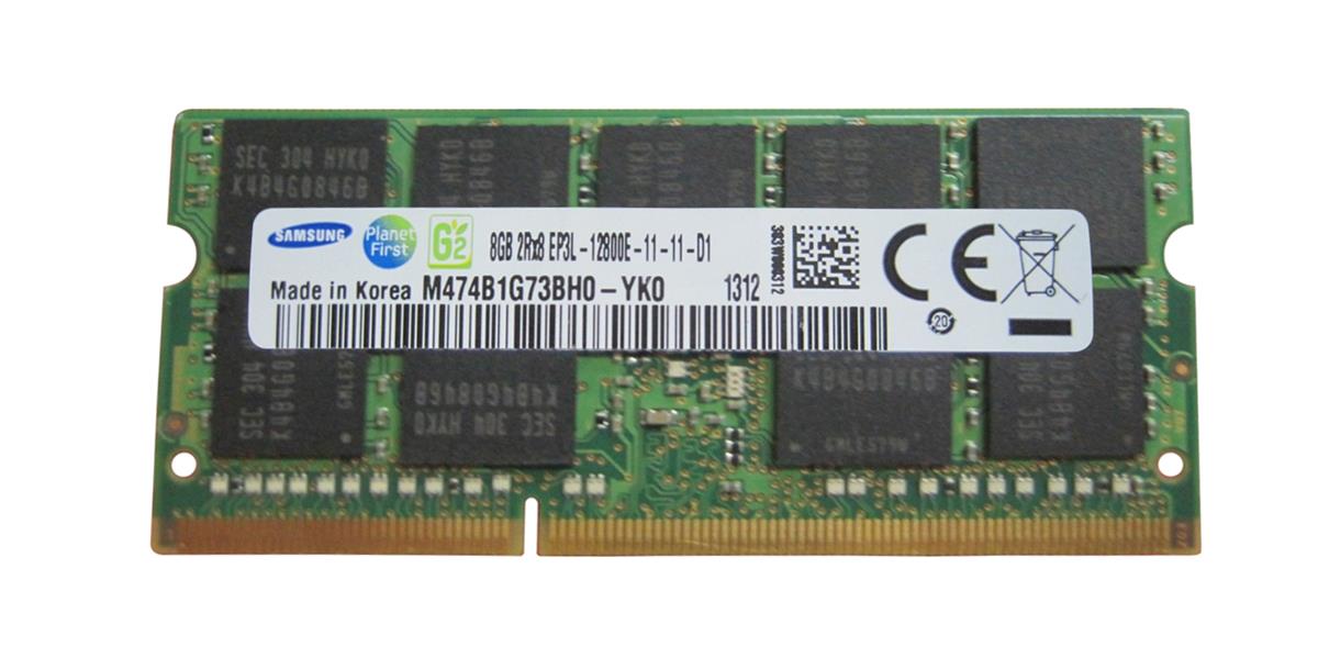 M474B1G73BH0-YK0 Samsung 8GB PC3-12800 DDR3-1600MHz ECC Unbuffered CL11 204-Pin SoDimm 1.35V Low Voltage Dual Rank Memory Module
