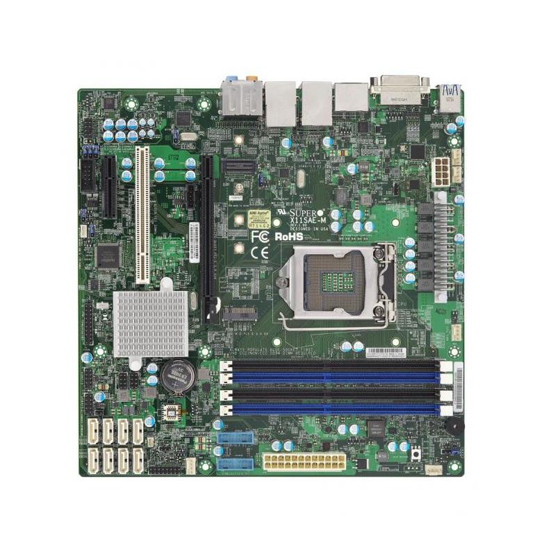 MB-X11SAMB SuperMicro X11SAE-M Socket LGA 1151 Intel C236 Chipset Xeon E3-1200 v5/v6 Processors Support DDR4 4x DIMM 8x SATA3 6.0Gb/s Micro-ATX Server Motherboard (Refurbished) (Refurbished)