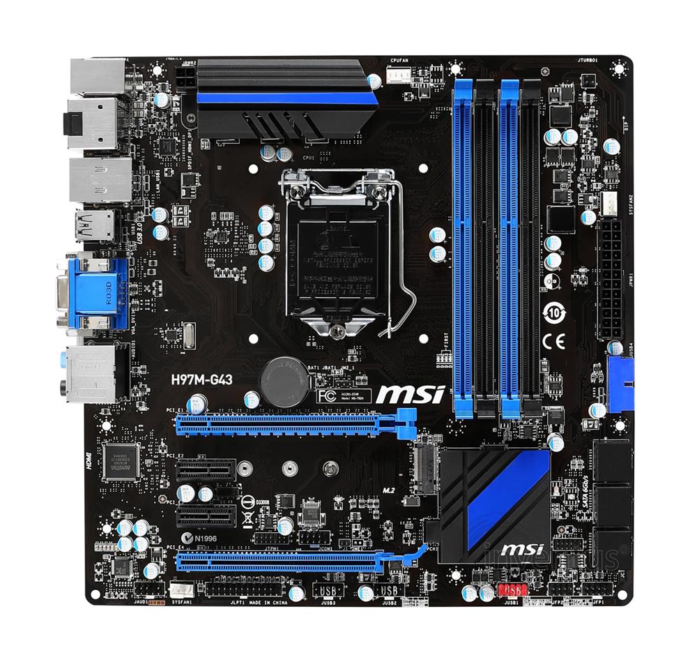 MBH97MG43 MSI H97M-G43 Socket LGA 1150 Intel H97 Chipset Core i7 / i5 / i3 / Pentium / Celeron Processors Support DDR3 4x DIMM 4x SATA 6.0Gb/s Micro-ATX Motherboard (Refurbished)